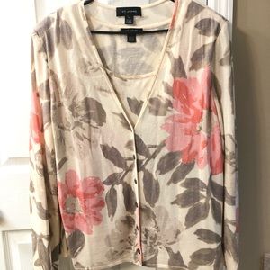 St. John Floral Sweater Set - Tank and Cardigan
